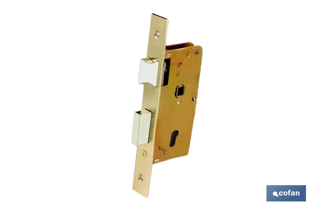 CERRADURA DE EMBUTIR + CERRADERO D47 E40 DE LATÓN (PUERTAS DE MADERA) (PACK: 1 UDS)